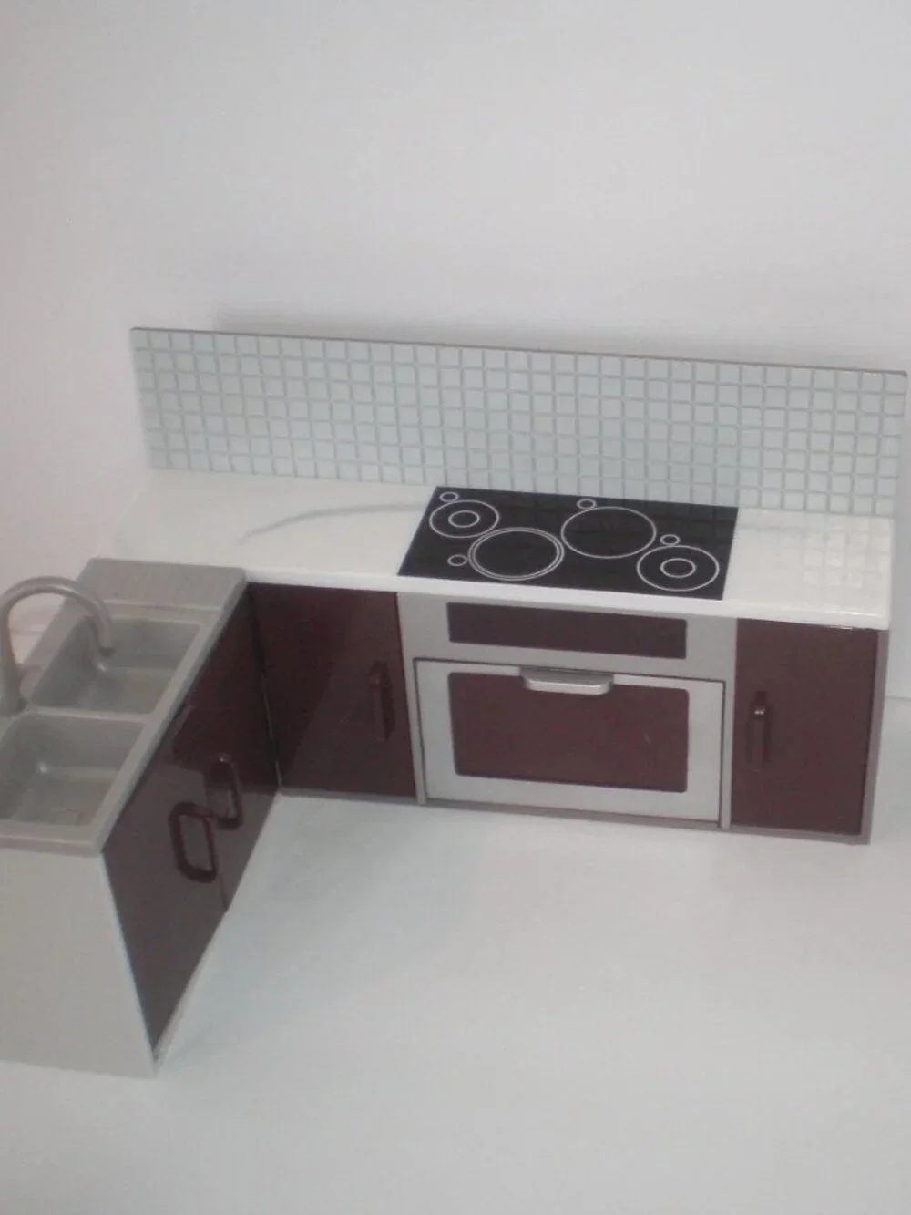 LORI BATTAT 1:12 Modern Plastic Doll House Kitchen Fridge Stove Sink Oven Tile